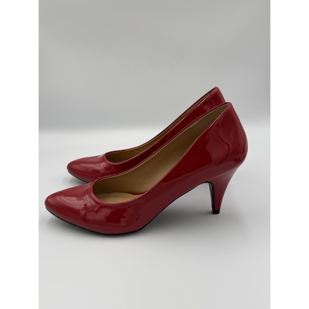 New Directions Dahlia Red Patent Pumps Women's 8.5 Pointed Toe Heel 3" Classic - Picture 5 of 8